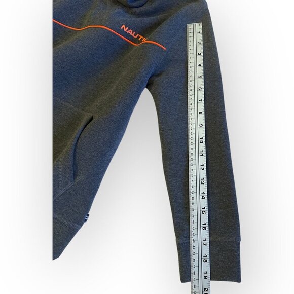Nautica Pullover Hoodie Gray Sweatshirt w Front Pocket Size Boys Medium 10/12 - Picture 8 of 14